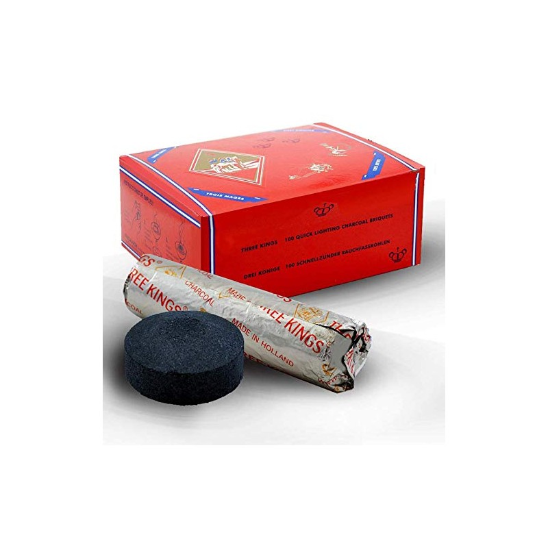 THREE KINGS HOOKAH CHARCOAL BOXES (200 Briquettes, Each 40MM)
