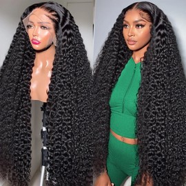 Lovelyworld 24 inch Deep Wave Lace Front Wigs Human Hair 200 Density 13X4 HD Deep Curly Lace Front Human Hair Wigs for Women