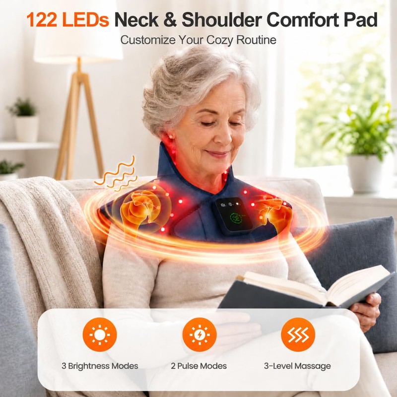 Red Light Therapy for Neck Shoulder, 122 LED 660nm&850nm Infrared