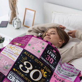 Giftota 30th Birthday Women, 150 x 130 cm Blanket Gifts for Women, Gifts Blanket for 30th Birthday, Fluffy Flannel Blanket, 30th Birthday Woman Blanket, for Women, Mother, Wife
