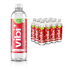 Vibi+ - Strawberry Kiwi - High Fiber Flavored Water - Prebiotic for Immunity & Digestion Support - Keto Friendly, Vegan, Low Carb Sugar Free with Stevia - 16.9 fl oz Bottles - 12-Pack