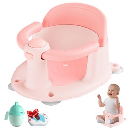 Trankerloop Baby Bath Seat, Bath Seat for Baby 6 Month & up, Baby Bath tub Seat with Suction Cups, Non-Slip, Detachable, Pink