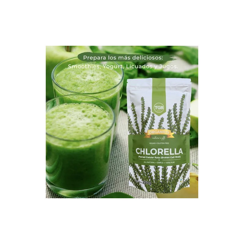 Chlorella Orgánica Pura De Pared Celular Rota 250 Gramos