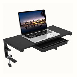 ThriveHive Ergonomic Clamp on Computer Monitor Laptop Riser Stand with Drawer, 21.6 x 9.8 inch - Black
