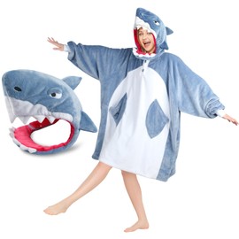 Shark Blanket Hoodie for Adults, Oversized Shark Blanket for Women, Men, and Teens, Wearable Shark Blanket with Pockets&Sleeves, Soft Cozy Shark Costume,Funny Gift for Christmas