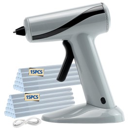 Krightlink Cordless Hot Glue Gun Kit, Rechargeable Fast Preheating Mini Hot Glue Gun Kit with 30 Premium Glue Sticks for School Crafts DIY Arts Quick Home Repairs, Grey - 20W