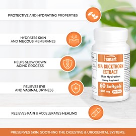 Supersmart - Sea Buckthorn Extract 500 mg - Sea Buckthorn Extract with Omega 7 Helps with Infections & Digestive Problems | Non-GMO & Gluten Free - 60 Softgels