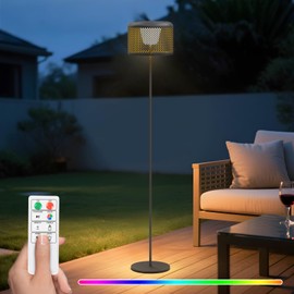 uuffoo LED Outdoor Floor Lamp Solar Outdoor Lamps for Patio Solar and USB Rechargeable Floor Lamp Cordless Warm White+RGB for Patio Balcony Garden