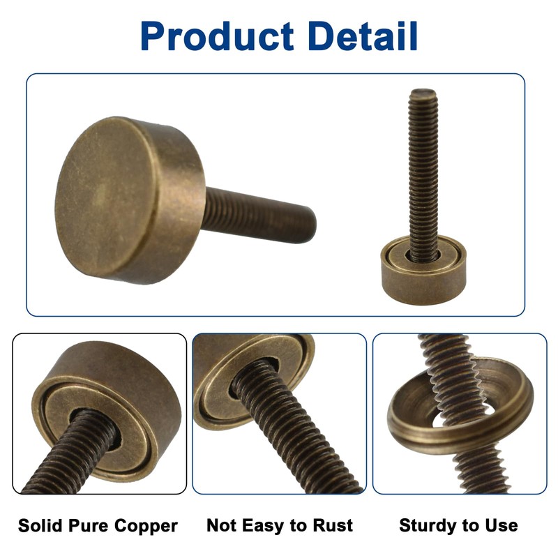 ZIUZI Brass Decorative Bolts with Caps, 8 Pack Antique Bronze