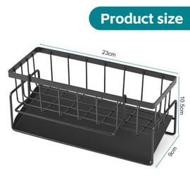 Szaboviktoria Sink Organiser, Kitchen Organiser, Sponge Holder, Sink Organiser with Towel Holder, for Storing Cloths, Sponges, Soap, Cleaning Products, Black