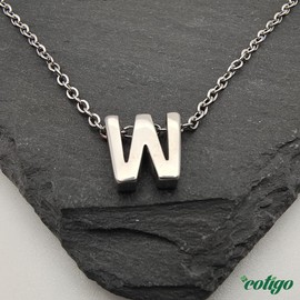 cotigo Initial Necklace Stainless Steel Women's Necklace with Small Letter A-Z Pendant - Jewellery Gift for Mother, Birthday, Girlfriend or Friends, Colour Silver and Golden, Stainless Steel
