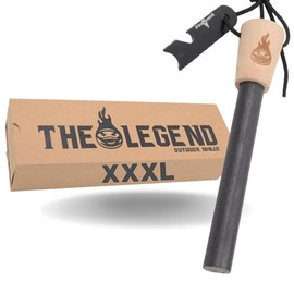 The Legend XXXL Fire Steel for Hiking, Bushcraft, Trekking, Camping and Other Outdoor Hobbies, Includes Multifunctional Scraper