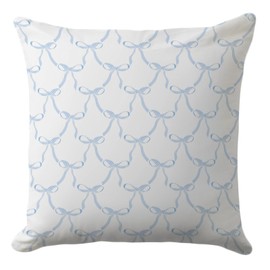 Feranovian Bow Pillow Cover 18x18 – Blue Coquette Throw Pillow Case with Ribbon Pattern – Pastel Aesthetic Cushion for Bedroom, Couch or Girly Room Decor