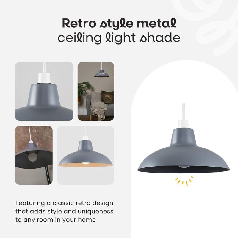 MiniSun | Retro Style Gloss White Metal Ceiling Light Shade