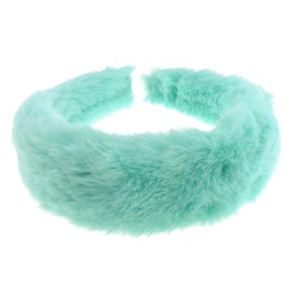 Womens Thick Wide Soft Plush Faux Fur Fabric Boho Long Short Thin Thick Winter Christmas Birthday Wedding Bridesmaid Party Headpiece Accessories Hairband Head Hair Headband Alice Band (Mint)