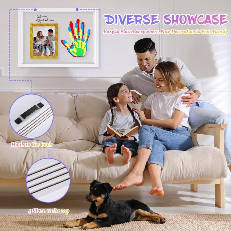 Hzorille Horizontal Family Handprint Kit 3D Floating Frame (White)