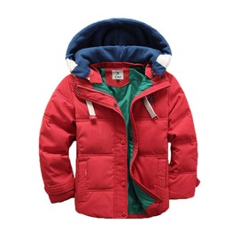 ValentinA - chamarra gruesa con capucha para niños, chamarra acolchado cálido, casual, para exteriores, linda, para niños, niñas, otoño, primavera, Rojo -, 8