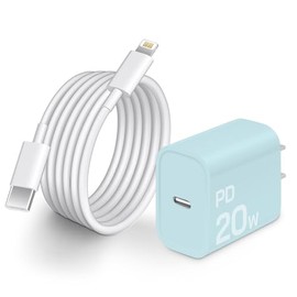 Fast Charger i Phone, 20W USB-C Wall Charger Block with 6Ft Charging Cable Compatible with IP 14/14 Pro/14 Plus/14 Pro Max/13/13 Mini/13 Pro/13 Pro Max/12/11/X [Blue]