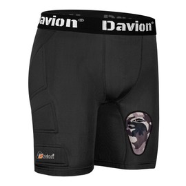 Davion Youth Sliding Padding Shorts with Soft Protective Athletic Cup Boys Briefs Underwear for Football, Baseball, Lacrosse Black