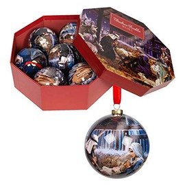 Santa's Workshop Box of 7 Christmas Baubles Shatterproof Plastic 70mm - Nativity