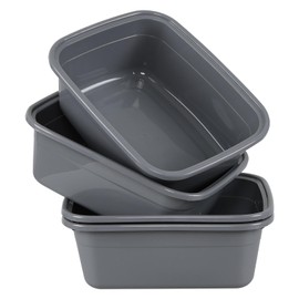 Jnktka 12 Quart Rectangle Plastic Dishpan Basin, 4 Pack Small Dish Tub, Grey