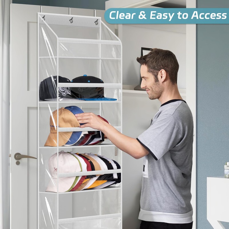 AOODA Clear Over the Door Hat Racks for Baseball Caps,
