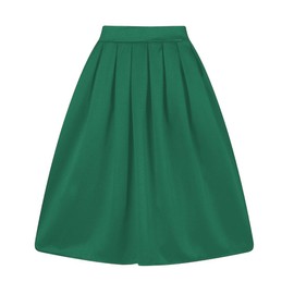 Taydey A-Line Pleated Vintage Skirts for Women (XL, Z-Green)