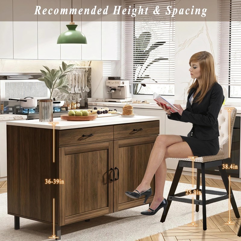 SoarFlash Kitchen Swivel Bar Stools with Solid Wood Legs Upholstered