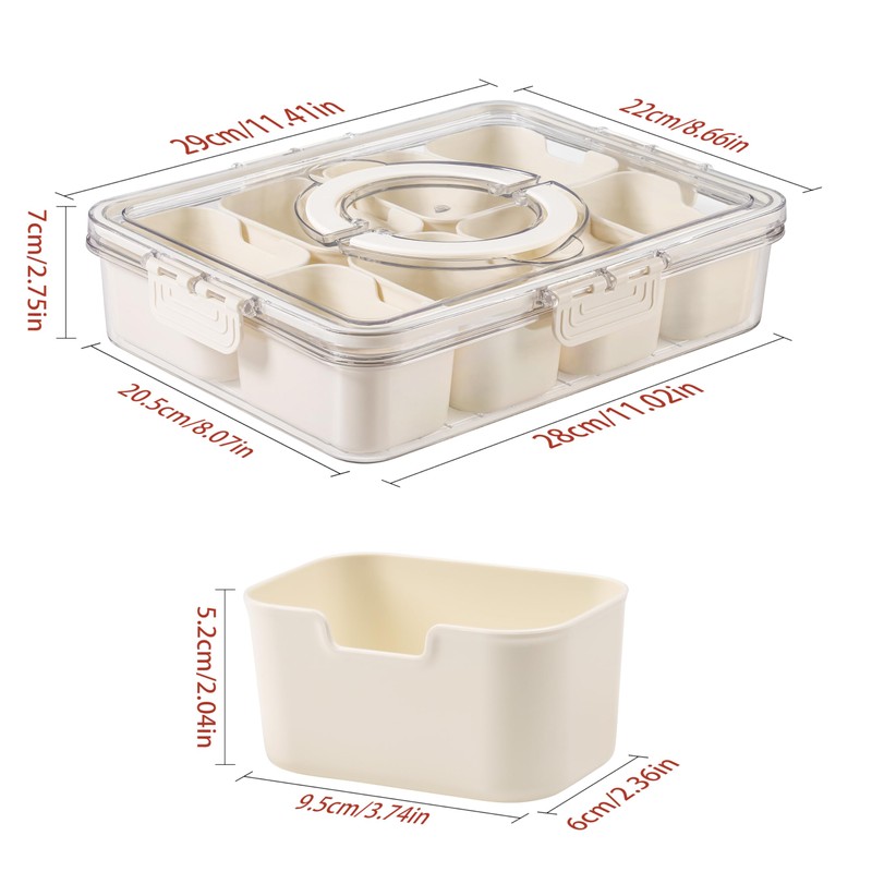 Bandesun Divided Serving Tray with Lid and Handle - Snackle