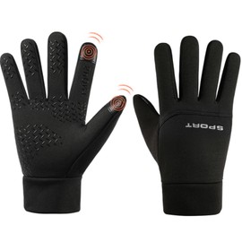 CRAZY SHARK Winter Warm Gloves, Waterproof Windproof Thermal Gloves for Men & Women, Anti Slip Touchscreen Cycling Gloves, Black Running Gloves for Hiking Climbing Driving Riding