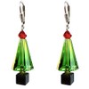 Green Christmas tree Earrings Made with Austrian Crystal elements Silver