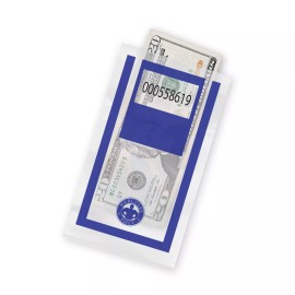 Hercules Inc. Cash Drop Bags - Clear Plastic Envelopes - 1,000/Case - Green, Red, White, Blue - Blue