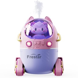 Frestar Mini USB Humidifier 220ml with LED Night Light, Small Cute Humidifier Bulit in Adorable Doll for Kids, Plant, Bedroom, Office, Desk, Babies Room, No Battery(Pink-Huhu)