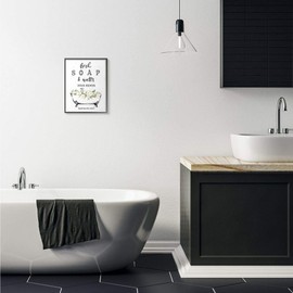 Stupell Industries Fresh Soap and Water Bath Tub Bathroom, Design by Artist Lettered and Lined Wall Art, 11 x 14, Black Framed