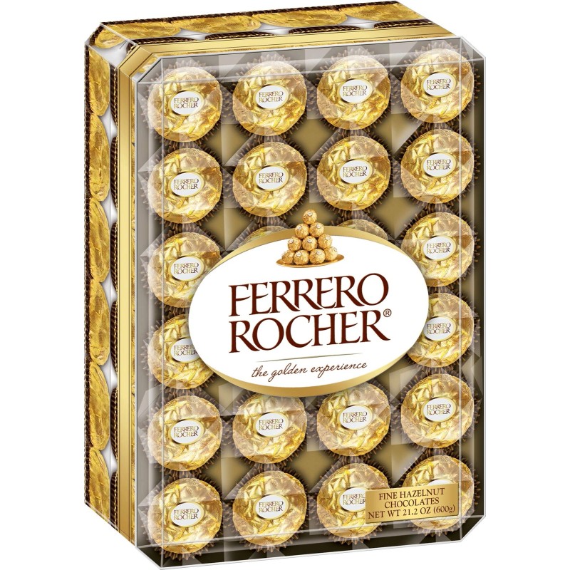 Ferrero Rocher Fine Hazelnut Chocolates, 48 Count Chocolate Gift Box,