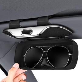 PORFOYO Sonnenbrillenhalter Für Auto, Sonnenblende Brillenetui, Brillenhalter Für Auto Sonnenblende, Auto Sonnenbrille Brillenetui, Sonnenbrillenhalter Für Auto Visier, Für Auto SUV Rv LKW-Schwarz