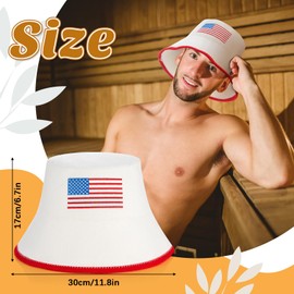 JaGely 2 Pcs Sauna Hat Russian Banya Wool Cap for Sauna Finnish Ukraine Sauna Accessories Traditional Gift for Sauna Users Women Men, Keep Head Hair from Hot Steam (USA Flag Style)