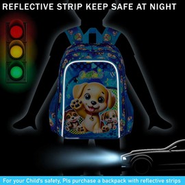 AGSDON 3PCS Backpack for Boys, 16" Kids Dog Backpacks Water Resistant for Elementary Preschool, Boy Bookbag with Lunch Box