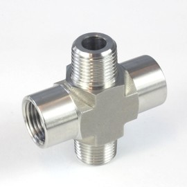 HFS(R) 1/2" NPT Thread Pipe Fitting 4 Way Cross (Male x Female x Male x Female) Stainless Steel 304