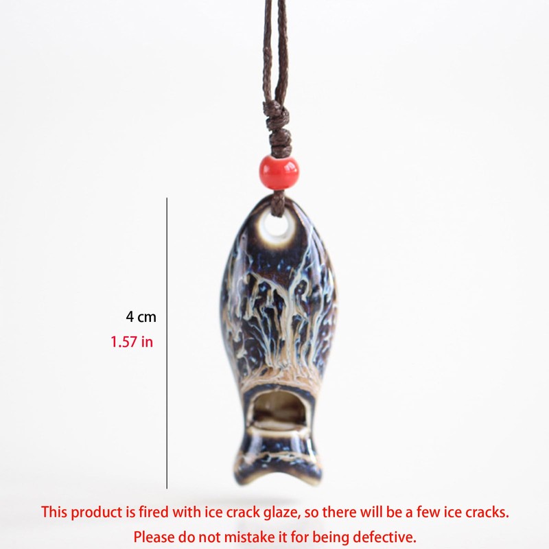 POYAMUSE Ceramic Fish Whistle Pendant Necklace for Women - Handmade