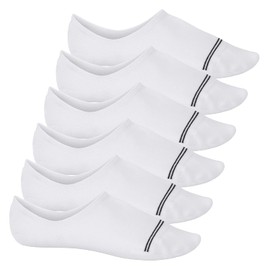 Footstar Sneak-it! Women's and Men's Socks (6, 10 or 12 Pairs) No Show Footies with Anti-Slip, 6 pairs of white