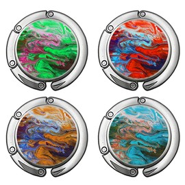 CSGTSWGS Purse Hook, (4 PCS) Purse Hanger Folding Purse Holder for Table Handbag Storage and so on,Premium Women's Handbag Hanger(Red Orange Brown Blue)