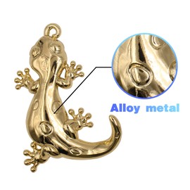 Gecko Hook Wall Mounted Coat Hook Decorative Cute Hooks Alloy Metal Set of 2 (Gold)