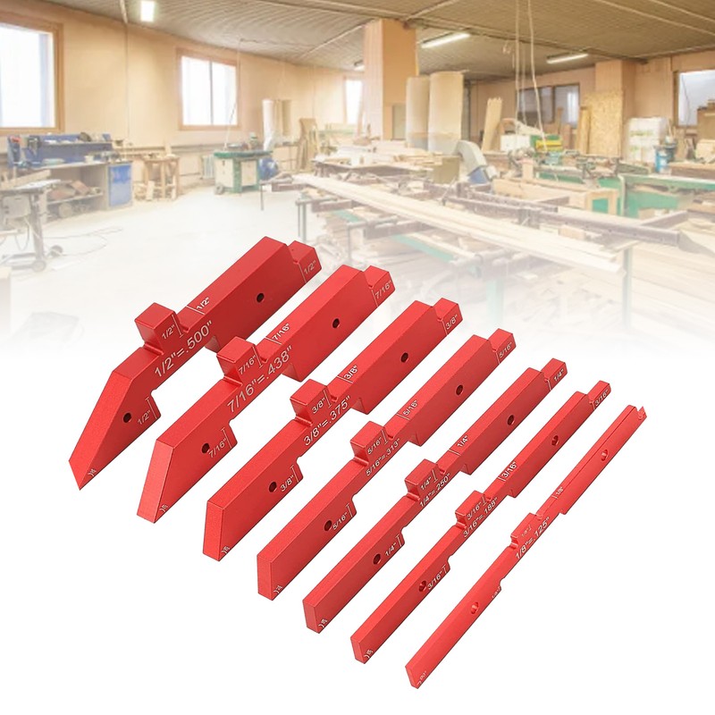 7Pcs Setup Blocks Height Gauge Set Adjustable Woodworking Carpenter Measuring