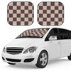 Coffee Brown Checkered Plaid Car Windshield Sun Shade 2-Piece Foldable