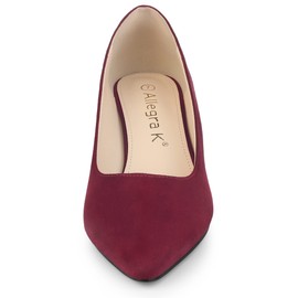 Allegra K Women's Pointy Toe Slip on Wedges Heels Burgundy Pumps 7 M US