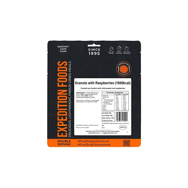 Expedition Foods Granola with Raspberries - Freeze Dried Meal (1000kcal)