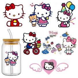 Cartoon Baseball Sports Ball UV DTF Cup Wrap Transfer Stickers for 16oz Glass Cups, Rub on Transfers for Crafts Cup Decal Stickers-6Sheets (A)