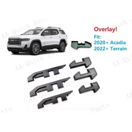 GMC 3PCS Matte Black Door Rear Tailgate AT4 AT 4 OVERLAY Badge Emblem Acadia Terrain