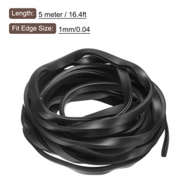sourcing map sourcing map U Channel Edge Trim, 16.4ft Length Rubber Guard Seal Strip Edge Protector Flat Type Fit for 1mm Edge, (5/32" W x 5/16" H) Black